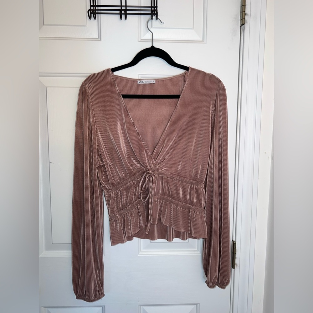 Rose Gold Zara Cropped Blouse Size L